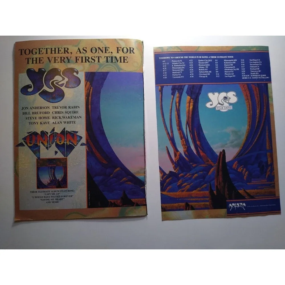 Yes Union Music Memorabilia 1991 Tour Program Center Poster MISSING PAGE (notes)